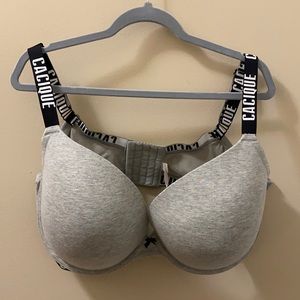 Cacique Gray and Black Boost Plunge Bra 42G